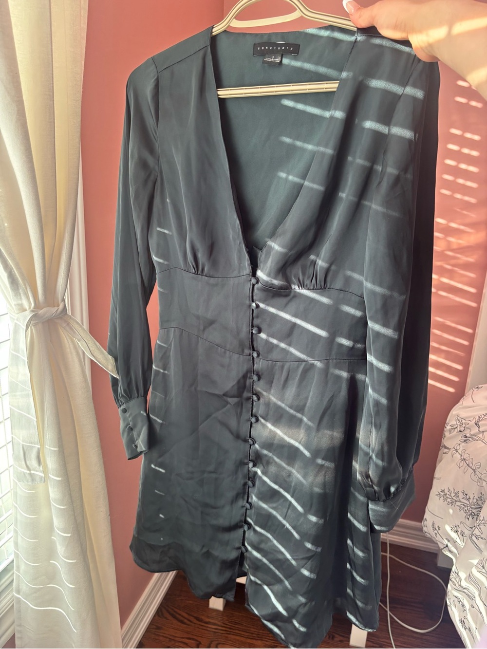 Sanctuary green V-Neck Button-Front Dress